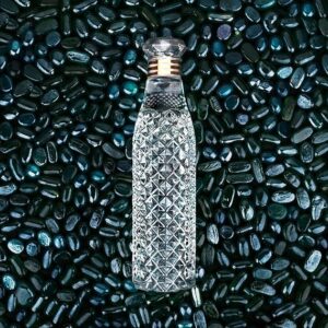 DMS Plastic Water Bottle I Crystal Diamond Texture Design I Clear Checkered Pattern Bottles I Unbreakable, BPA & Leak Free I for Office Home School Travel Sports Yoga I 1L - 3Pcs