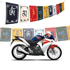 DMS 5PCS Tibetan Flag for Bike Decoration Small Buddhist Prayer Flag Ladakh Motorbike Velvet Flag Accessories Décor Items for Cycle, Bike and Home Decoration, Small Size